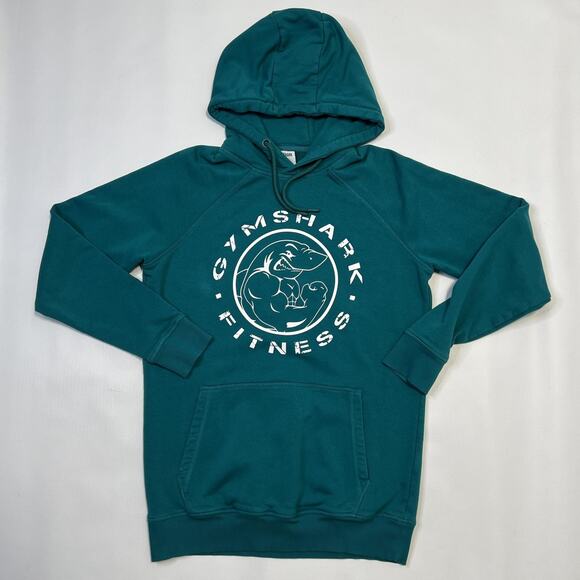 Gymshark Hoodie Mens Small Teal Blue Fitness Pullover Sweatshirt Kangaroo Pocket - Picture 1 of 8